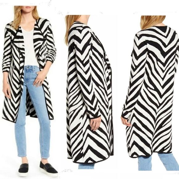 Vince Camuto Zebra Print Cardigan || SZ XS - Picture 1 of 5